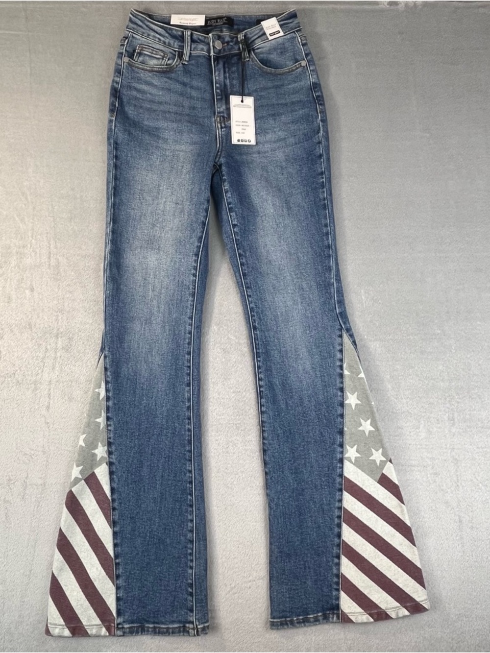 Judy Blue HW Americana Flare Jeans NWT $85 Size 7/25 High Rise USA Flag Denim - Picture 2 of 14